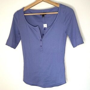 NWT J. Crew Lavender Ribbed Henley Top